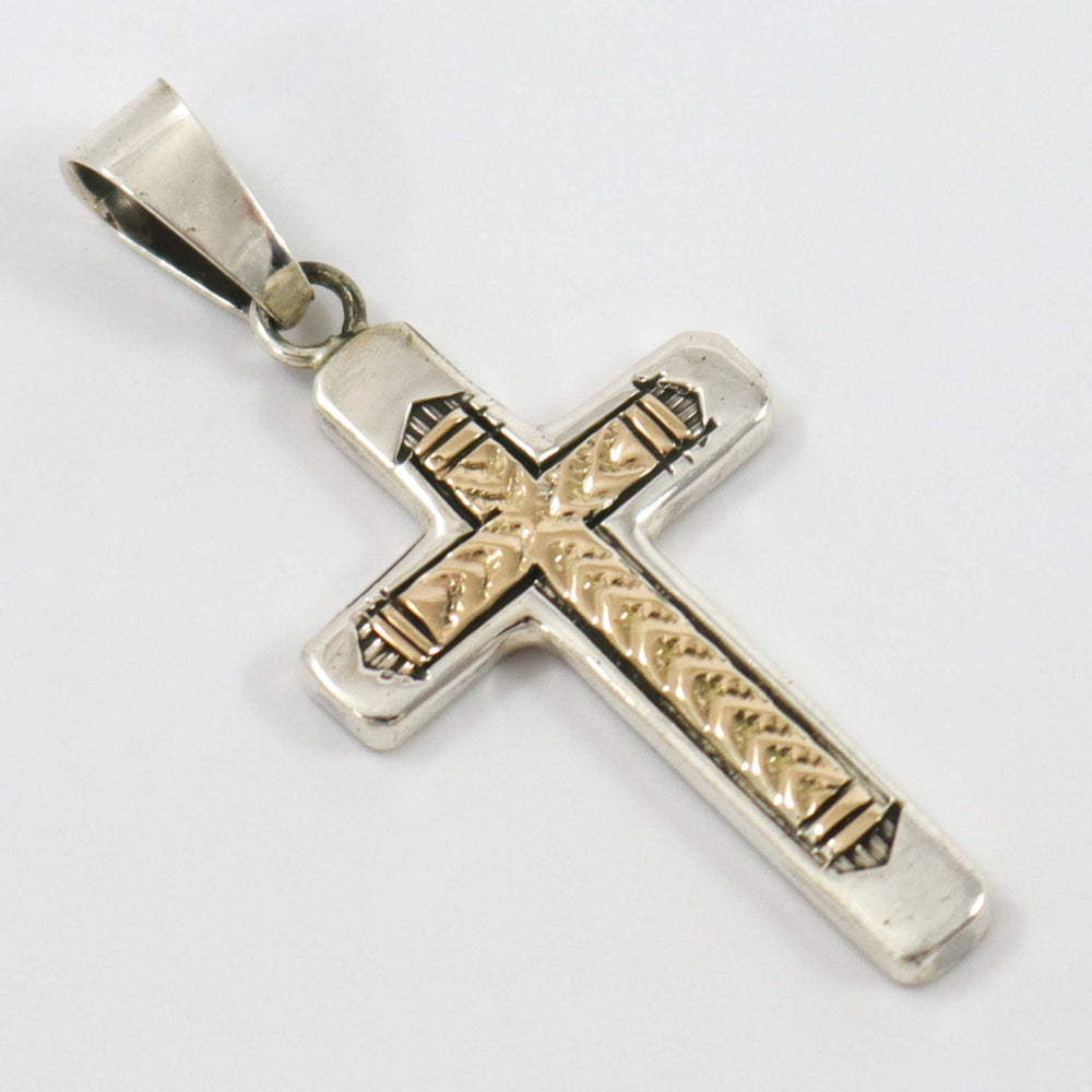 Gold on Silver Cross Pendant by Bruce Morgan - Garland's