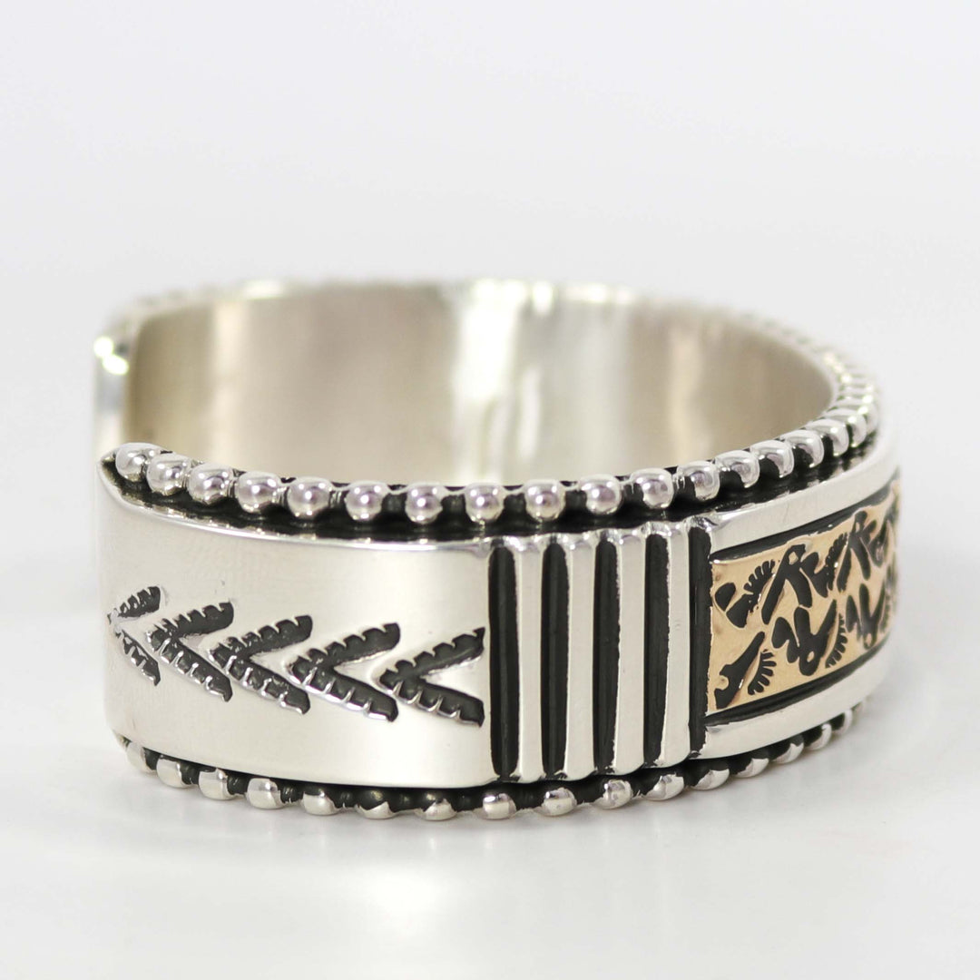 Gold on Silver Cuff by Johnathan Nez - Garland's