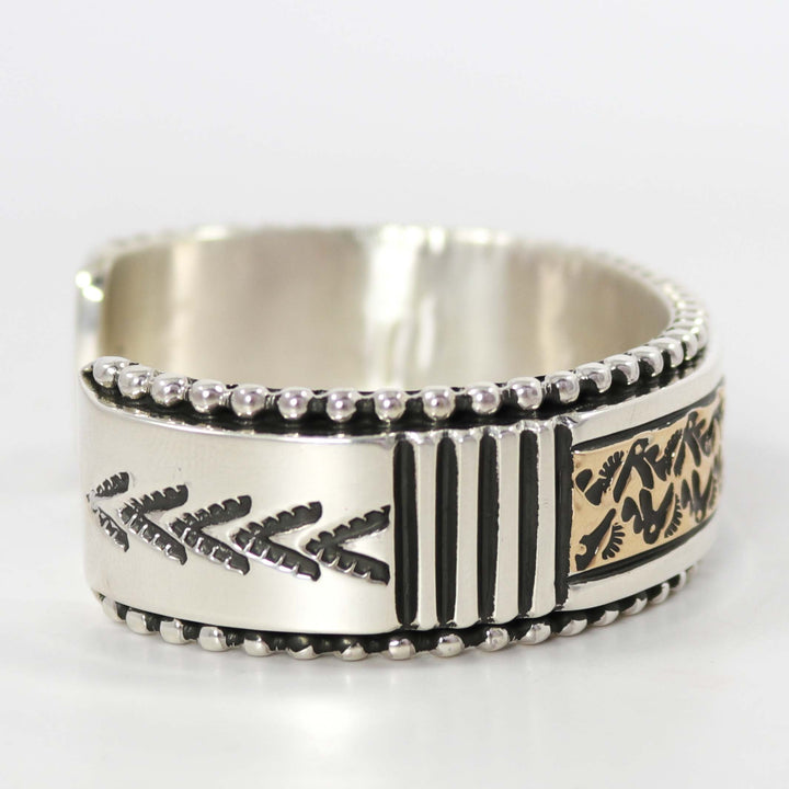 Gold on Silver Cuff by Johnathan Nez - Garland's