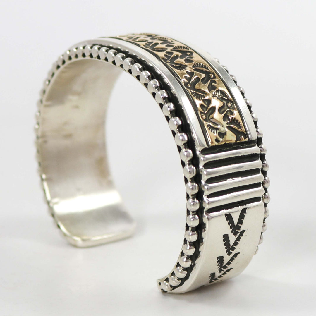 Gold on Silver Cuff by Johnathan Nez - Garland's
