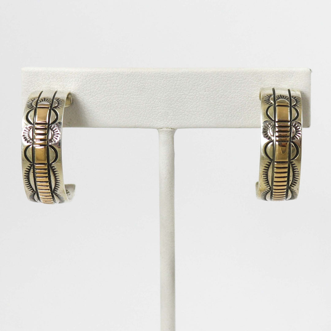 Gold on Silver Hoop Earrings by Bruce Morgan - Garland's