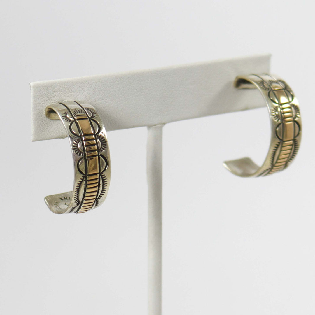 Gold on Silver Hoop Earrings by Bruce Morgan - Garland's