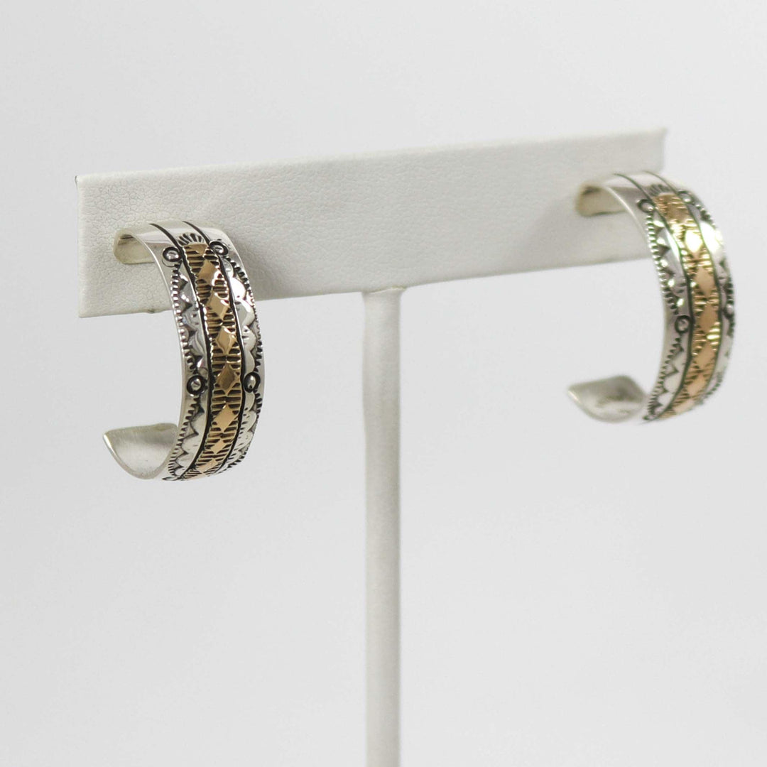 Gold on Silver Hoop Earrings by Bruce Morgan - Garland's