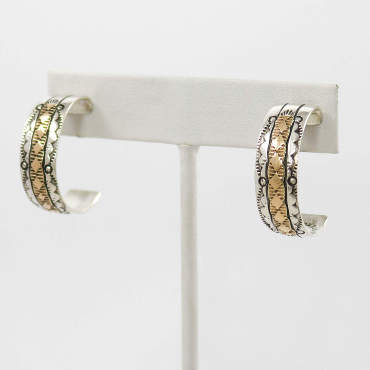 Gold on Silver Hoop Earrings by Bruce Morgan - Garland's