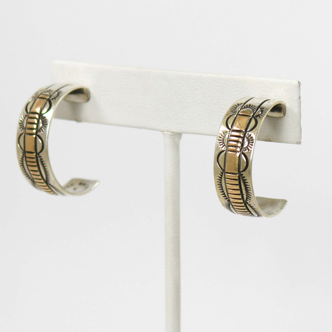 Gold on Silver Hoop Earrings by Bruce Morgan - Garland's