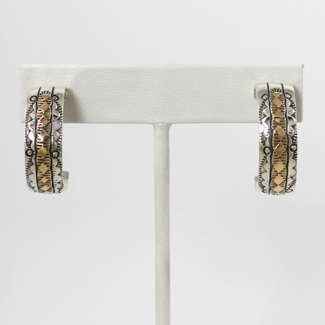 Gold on Silver Hoop Earrings by Bruce Morgan - Garland's