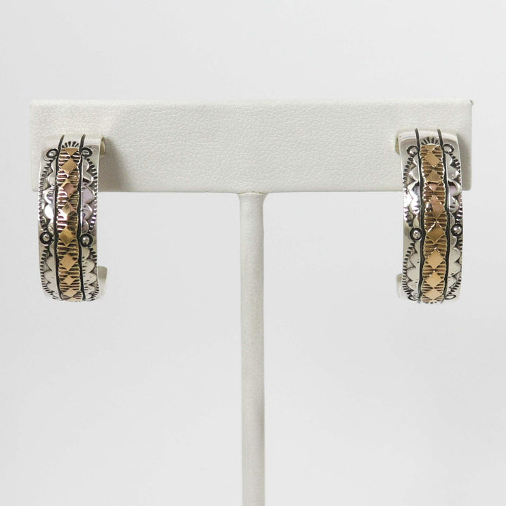 Gold on Silver Hoop Earrings by Bruce Morgan - Garland's