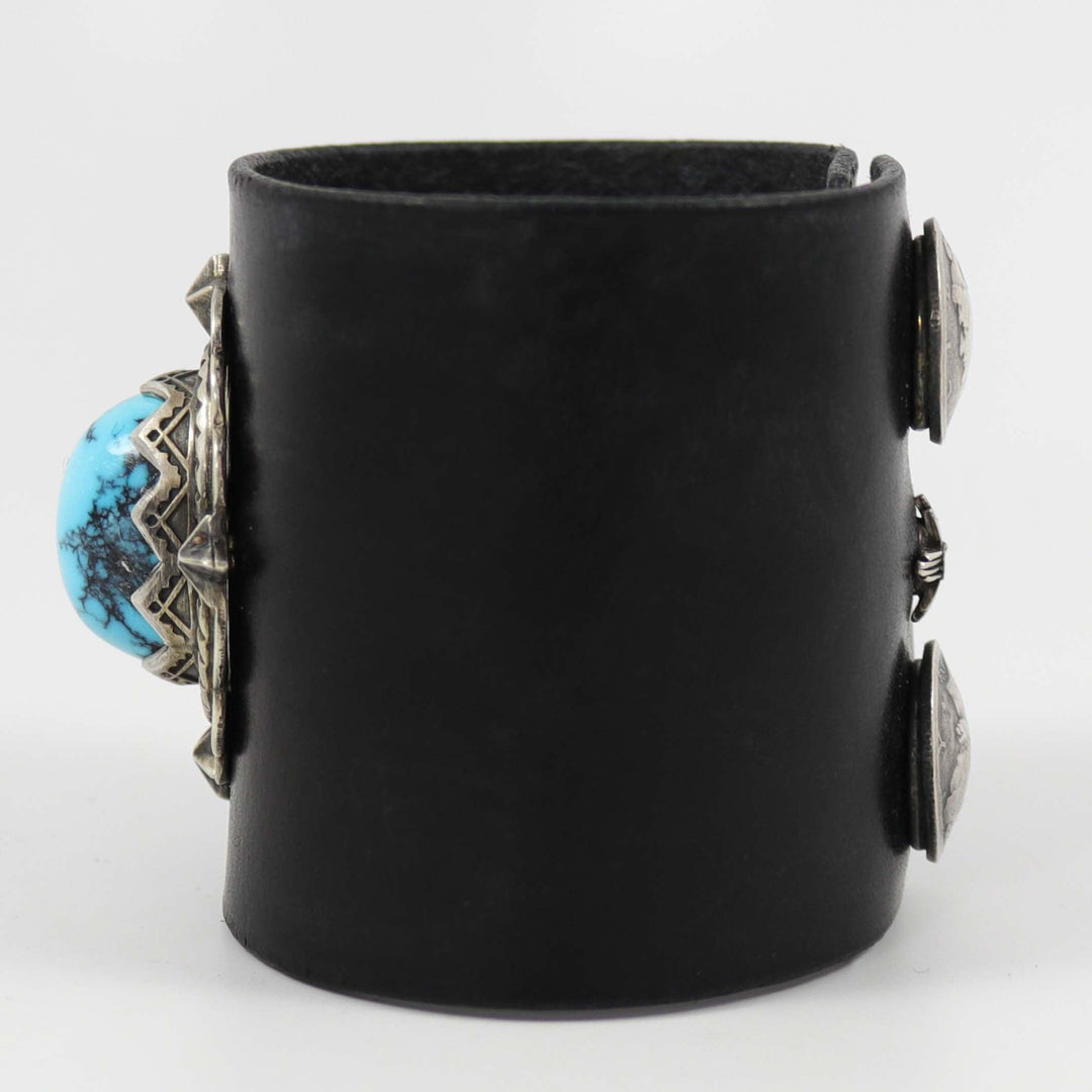 Hubei Turquoise Leather Cuff by Mona Van Riper - Garland's