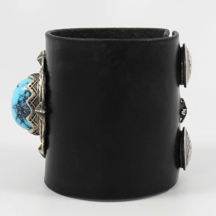 Hubei Turquoise Leather Cuff by Mona Van Riper - Garland's