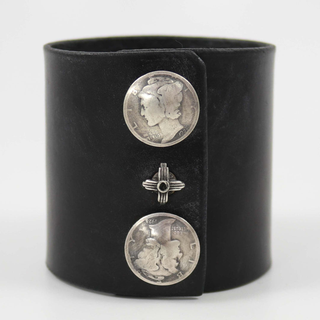 Hubei Turquoise Leather Cuff by Mona Van Riper - Garland's