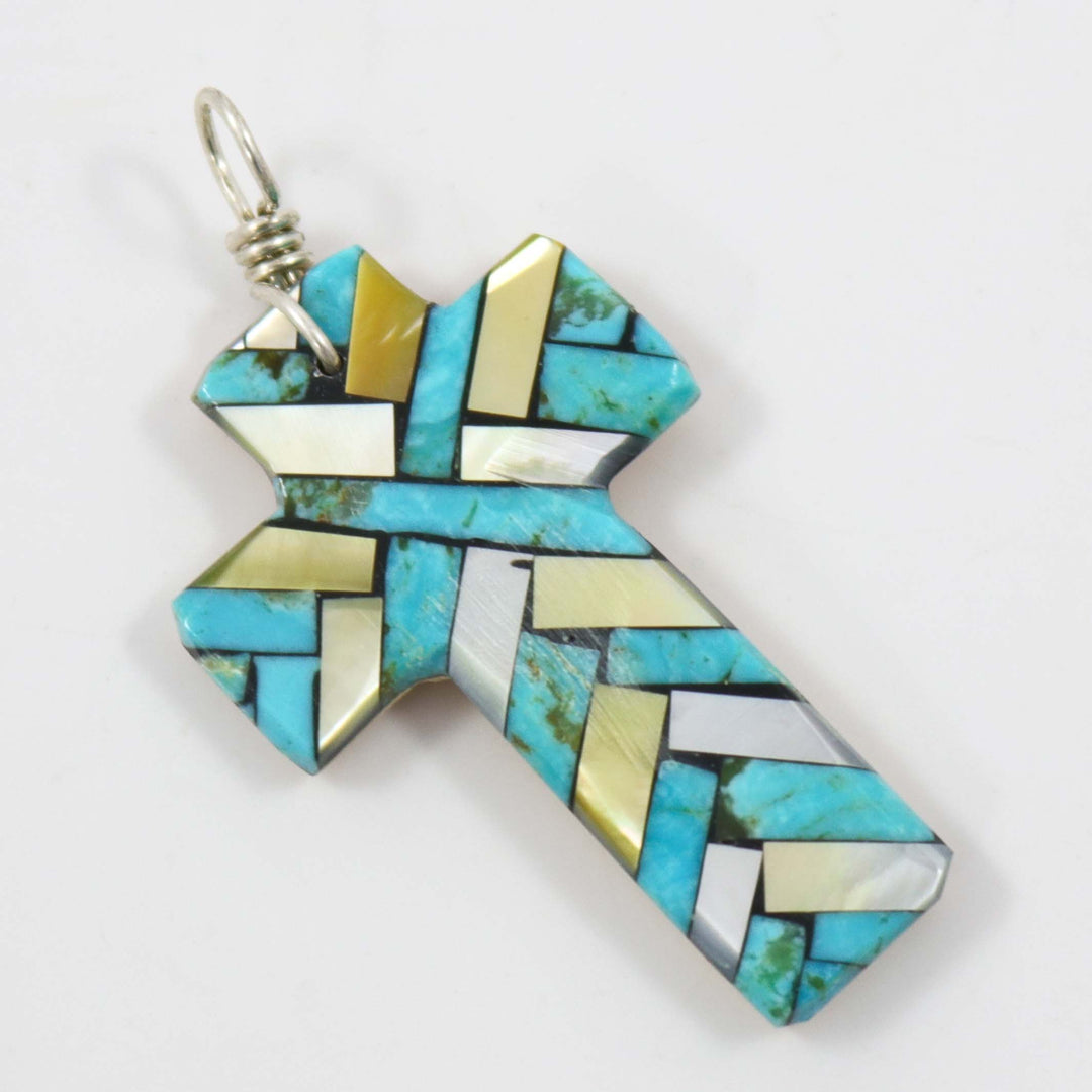 Inlay Cross Pendant by Joe and Angie Reano - Garland's