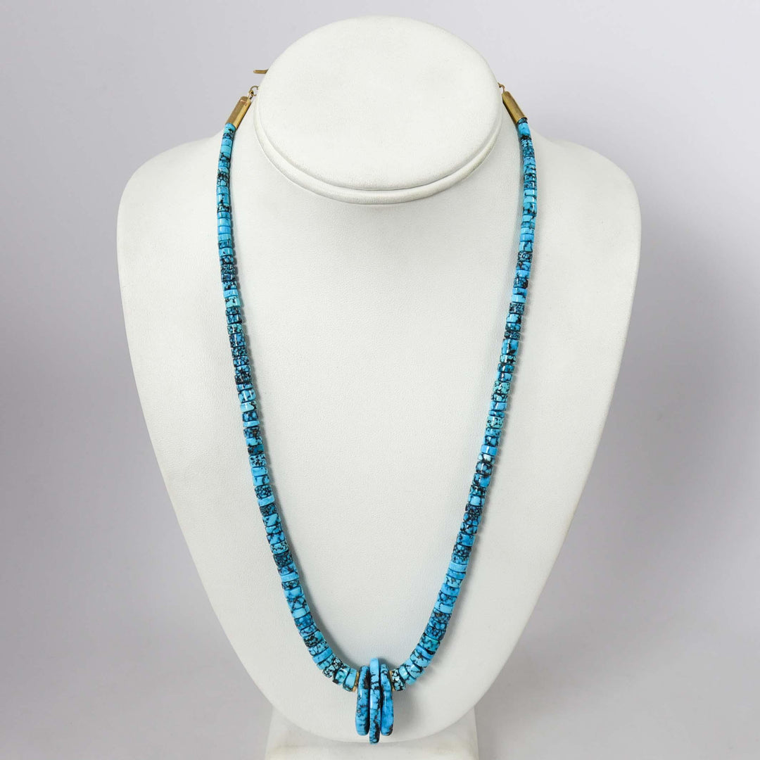 Kingman Turquoise and Gold Necklace by Piki Wadsworth - Garland's