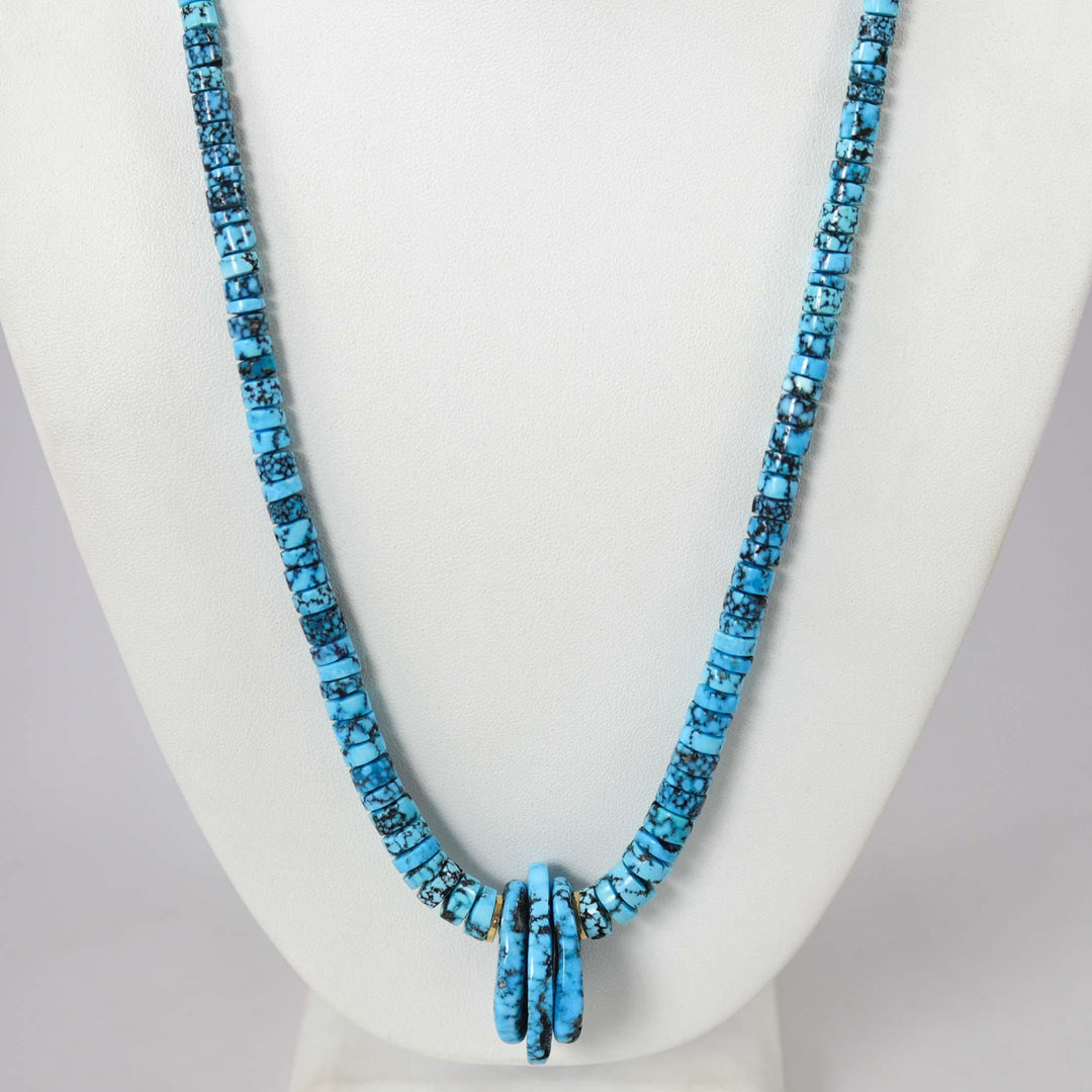 Kingman Turquoise and Gold Necklace by Piki Wadsworth - Garland's