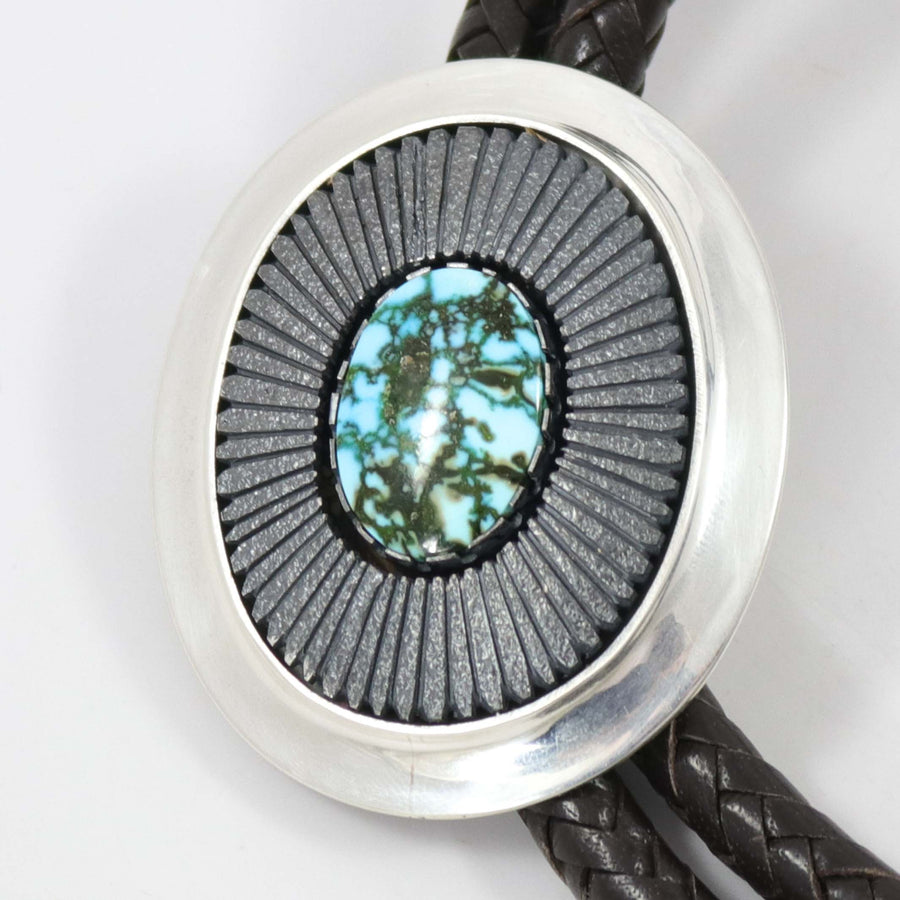 Kingman Turquoise Bola Tie by Al Joe - Garland's