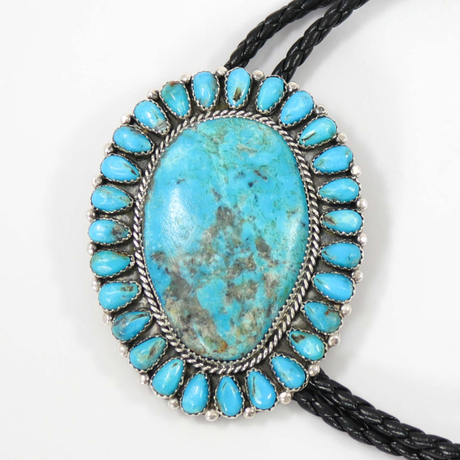 Kingman Turquoise Bola Tie by Fannie Begay - Garland's