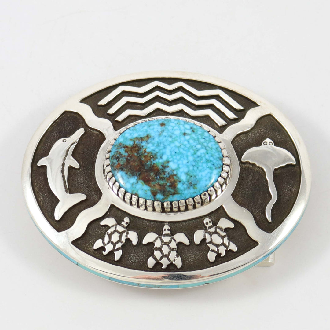 Kingman Turquoise Buckle by Carl Haskie - Garland's