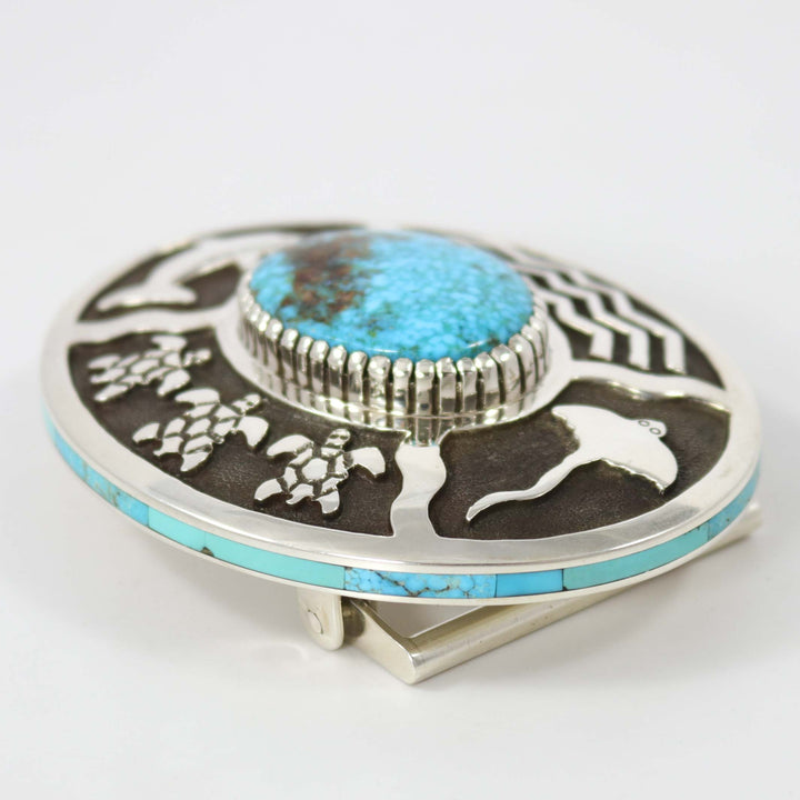 Kingman Turquoise Buckle by Carl Haskie - Garland's