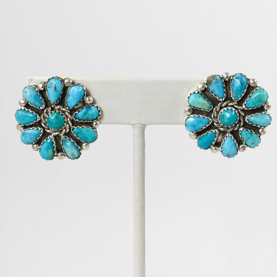 Kingman Turquoise Earrings by Fannie Begay - Garland's