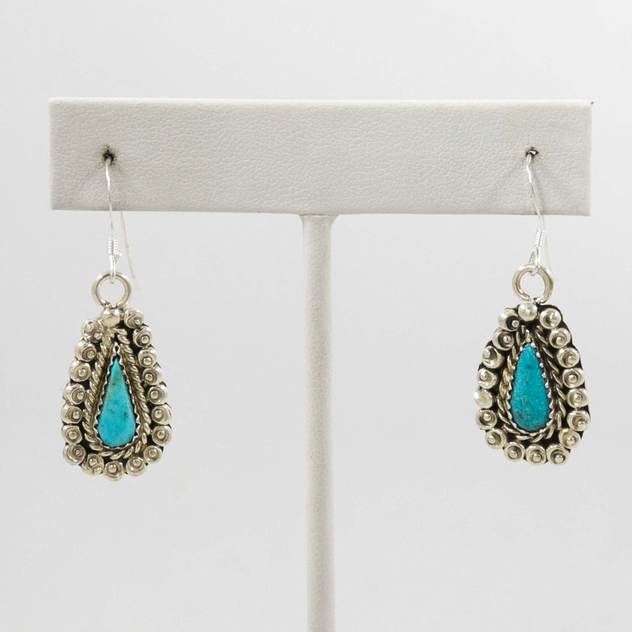 Kingman Turquoise Earrings by Fannie Begay - Garland's