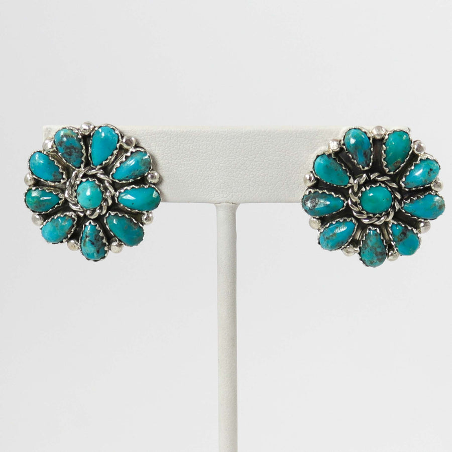 Kingman Turquoise Earrings by Fannie Begay - Garland's