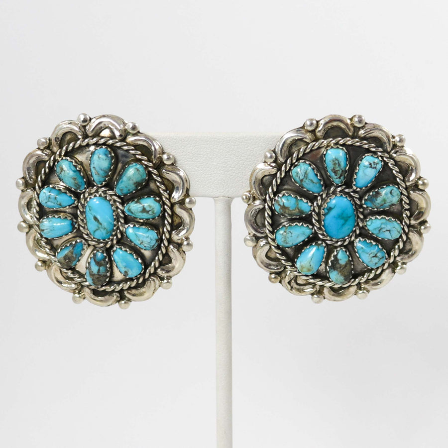 Kingman Turquoise Earrings by Fannie Begay - Garland's