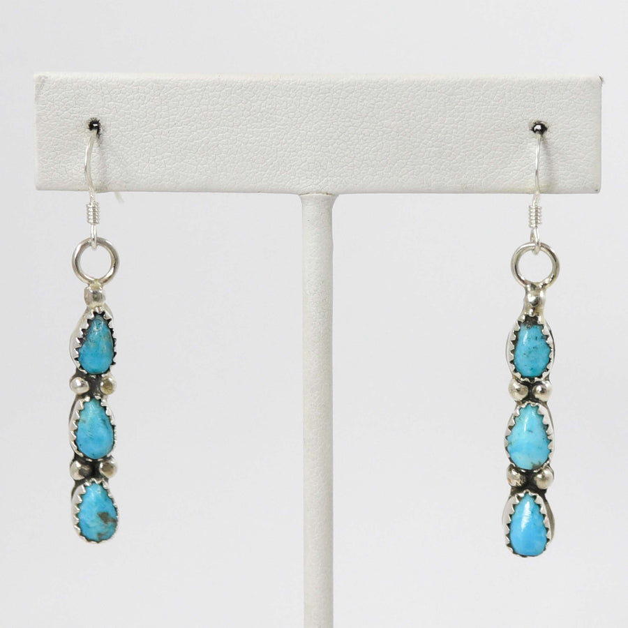 Kingman Turquoise Earrings by Fannie Begay - Garland's