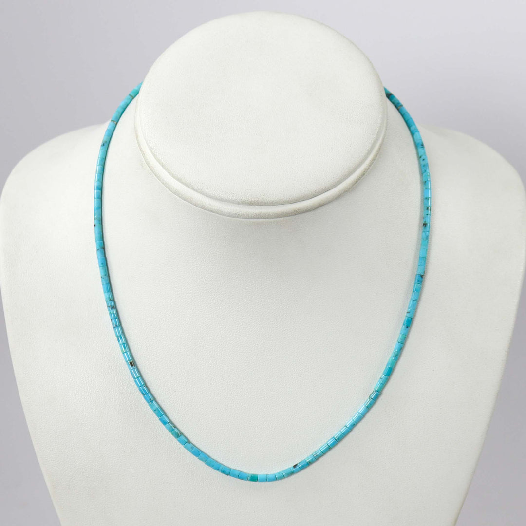 Kingman Turquoise Heishi Necklace by Joe Jr. and Valerie Calabaza - Garland's