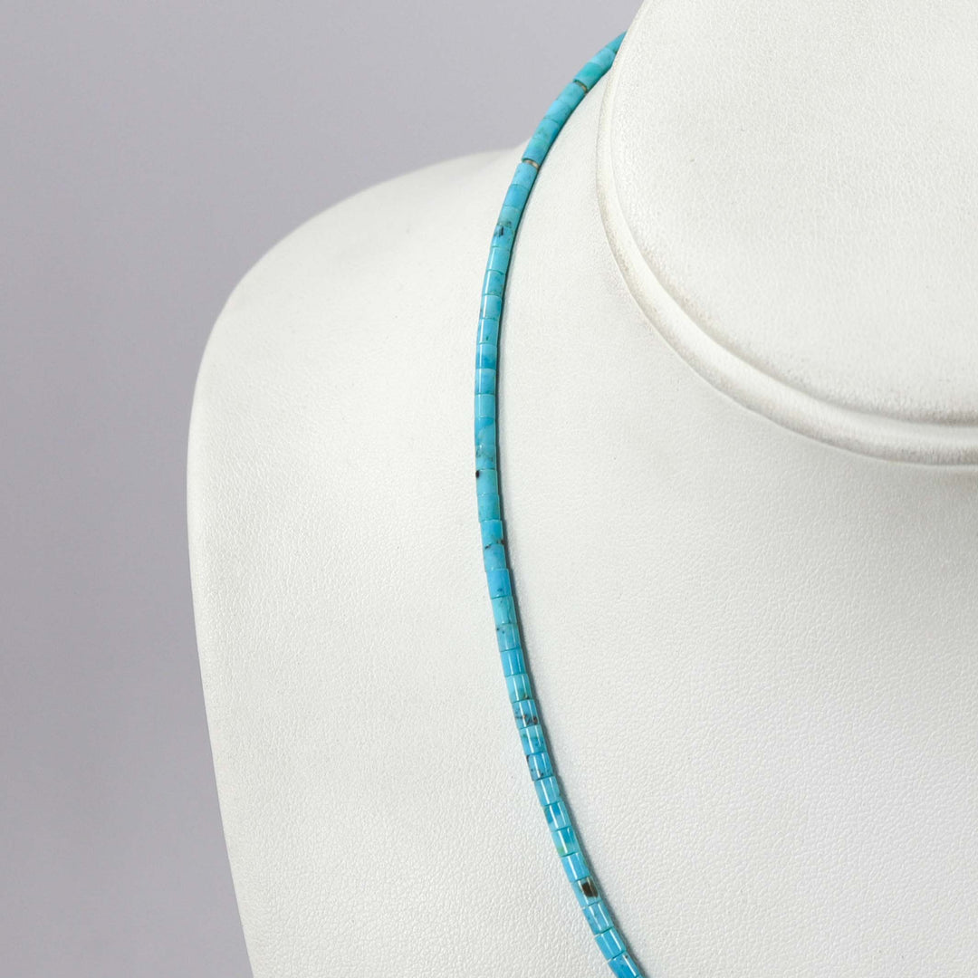 Kingman Turquoise Heishi Necklace by Joe Jr. and Valerie Calabaza - Garland's