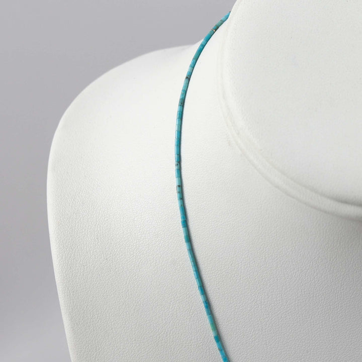 Kingman Turquoise Heishi Necklace by Joe Jr. and Valerie Calabaza - Garland's