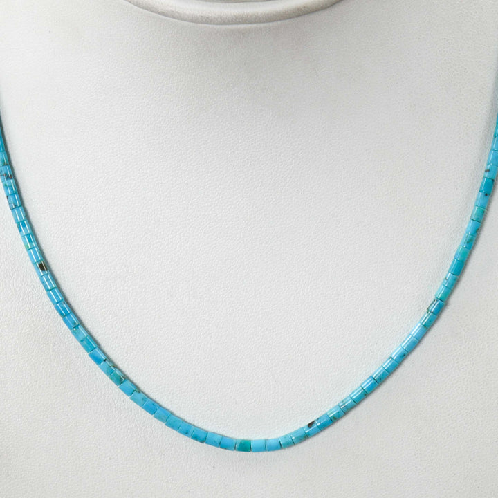 Kingman Turquoise Heishi Necklace by Joe Jr. and Valerie Calabaza - Garland's
