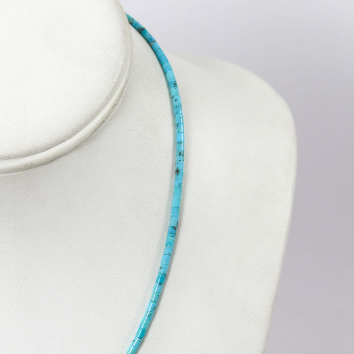 Kingman Turquoise Heishi Necklace by Joe Jr. and Valerie Calabaza - Garland's