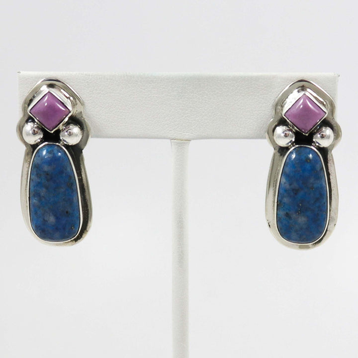 Phosphosiderite and Lapis Earrings by Noah Pfeffer - Garland's