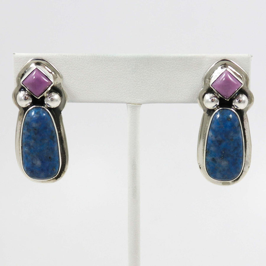 Phosphosiderite and Lapis Earrings by Noah Pfeffer - Garland's
