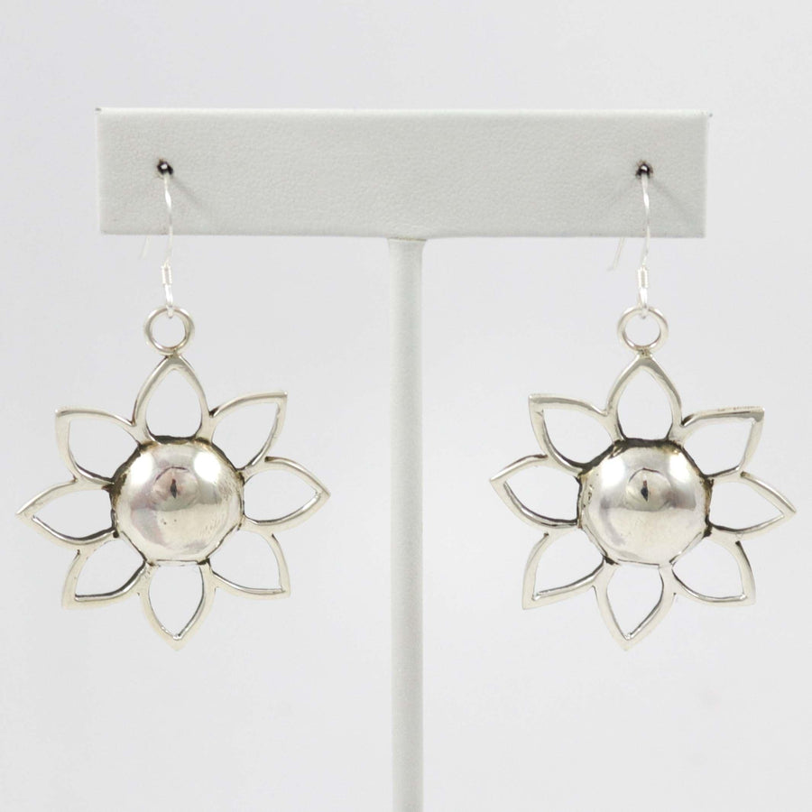 Silver Flower Earrings by Kee Yazzie - Garland's