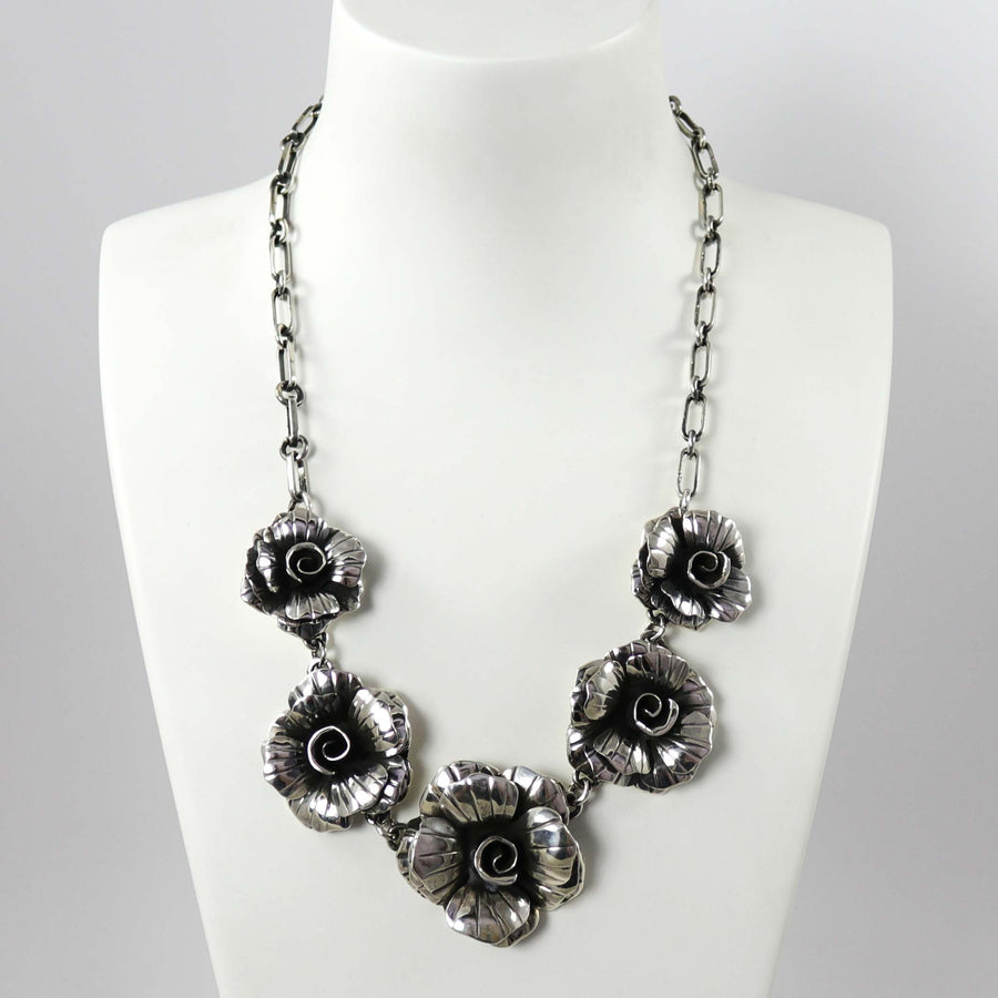 Silver Rose Necklace by Federico - Garland's