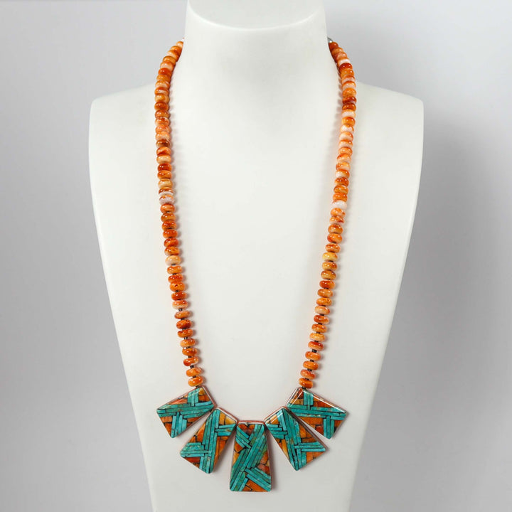 Spiny Oyster Tab Necklace by Joe and Angie Reano - Garland's