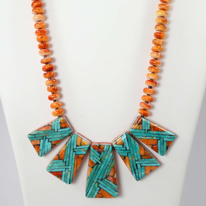 Spiny Oyster Tab Necklace by Joe and Angie Reano - Garland's