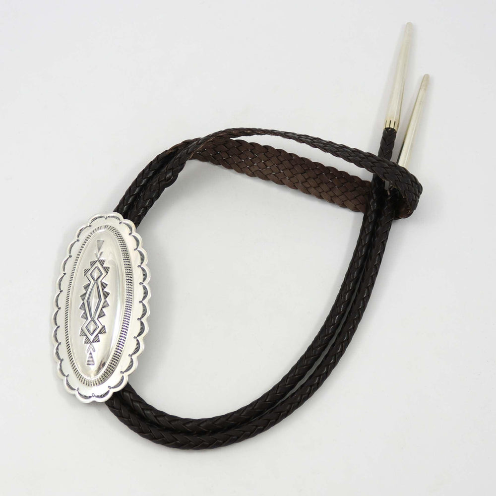 Stamped Silver Bola Tie by Fidel Bahe - Garland's
