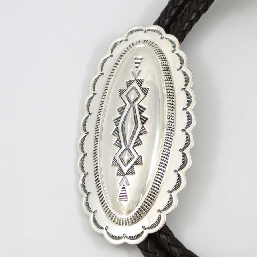 Stamped Silver Bola Tie by Fidel Bahe - Garland's