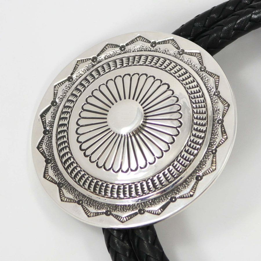 Stamped Silver Bola Tie by Kenneth Redhorse - Garland's