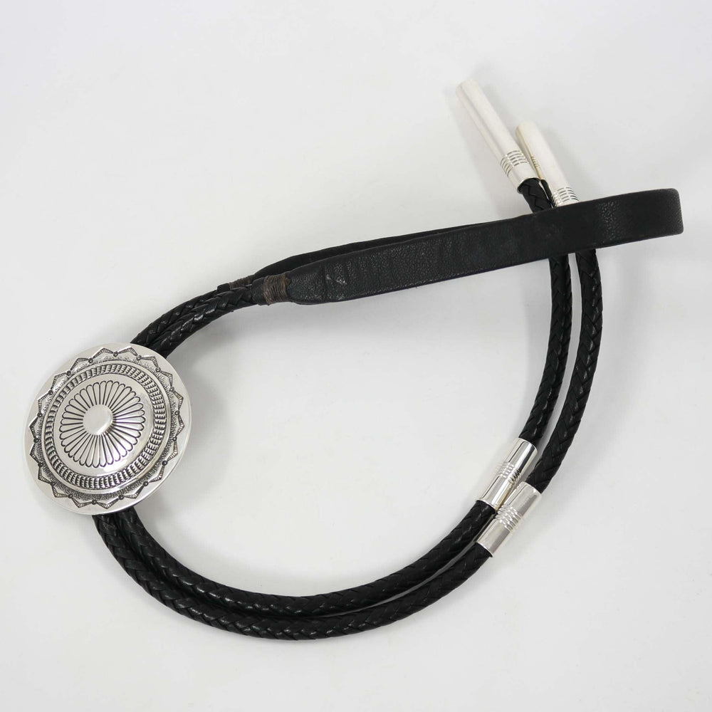 Stamped Silver Bola Tie by Kenneth Redhorse - Garland's