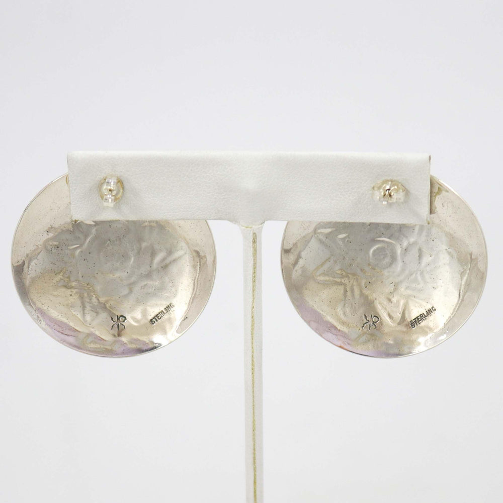 Stamped Silver Earrings by Kenneth Redhorse - Garland's