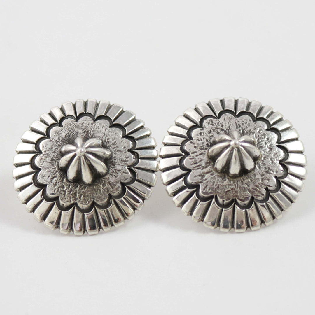 Stamped Silver Earrings by Thomas Jim - Garland's