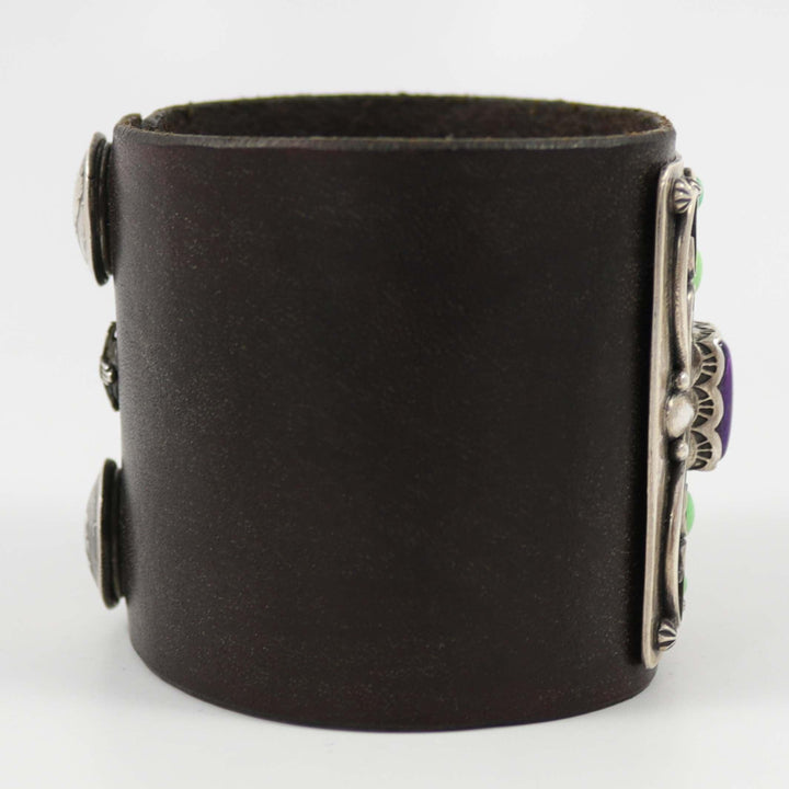 Sugilite and Turquoise Leather Cuff by Mona Van Riper - Garland's