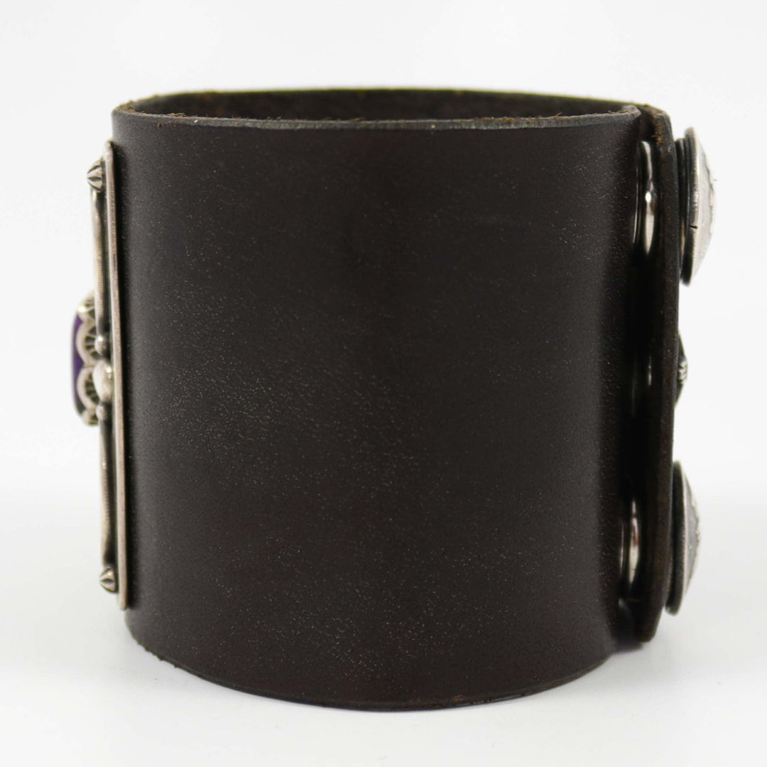 Sugilite and Turquoise Leather Cuff by Mona Van Riper - Garland's