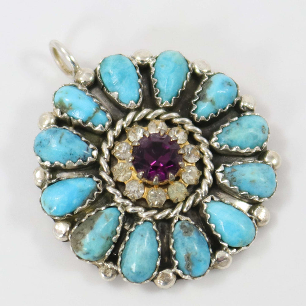 Turquoise and Amethyst Pendant by Fannie Begay - Garland's