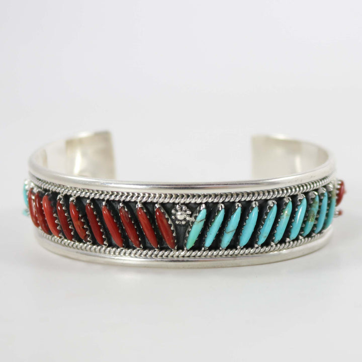 Turquoise and Coral Cuff by Frances Begay - Garland's