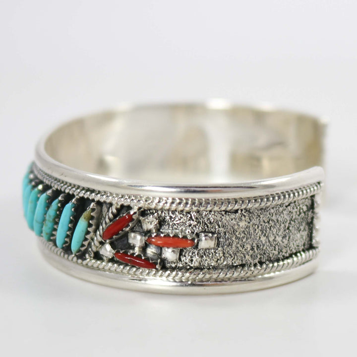 Turquoise and Coral Cuff by Frances Begay - Garland's