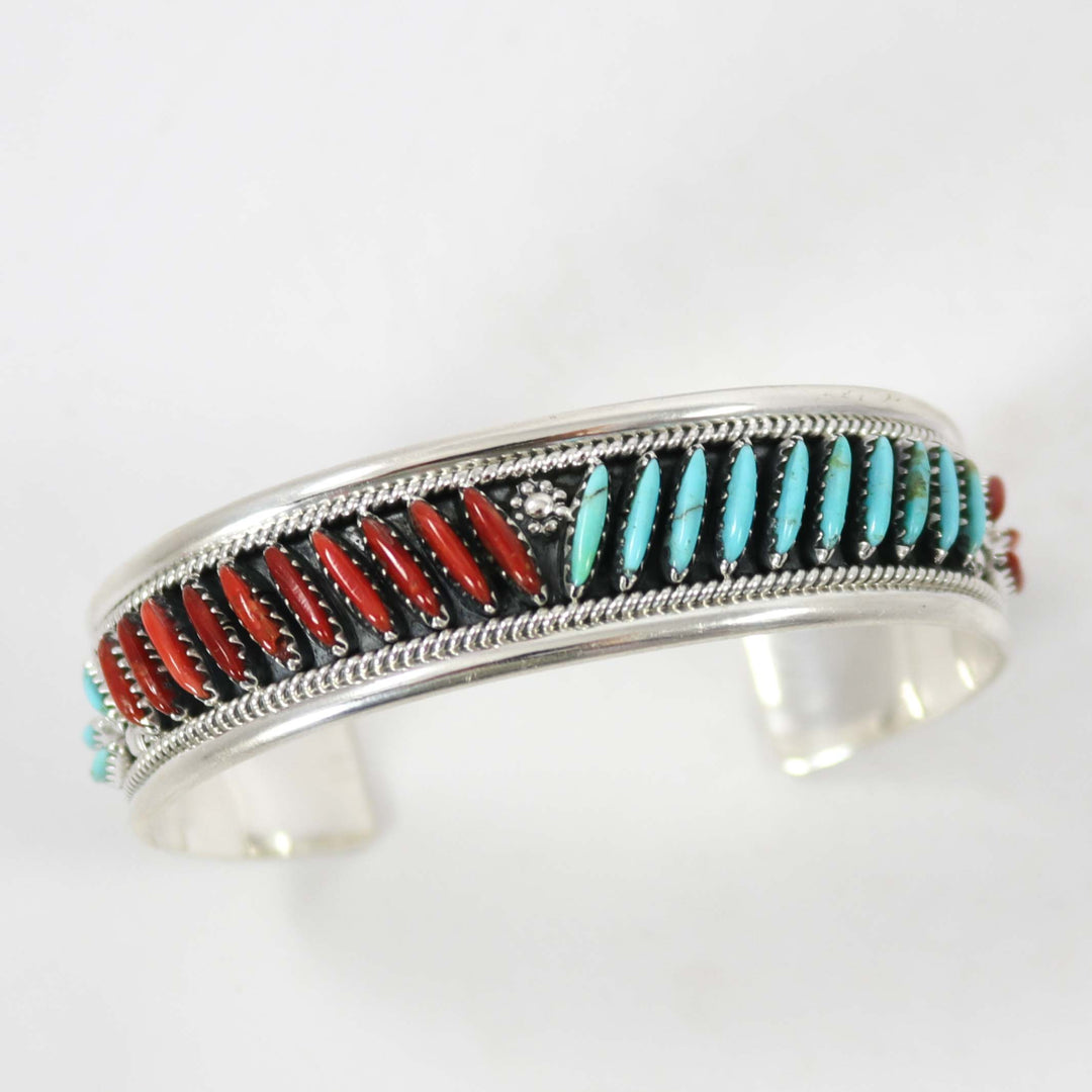 Turquoise and Coral Cuff by Frances Begay - Garland's