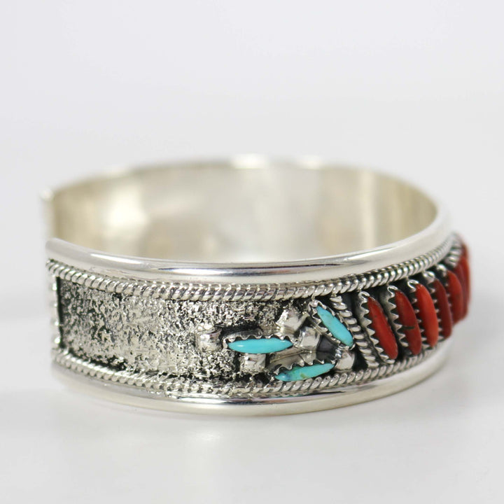 Turquoise and Coral Cuff by Frances Begay - Garland's
